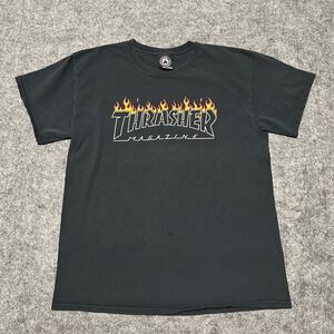 Thrasher Magazine Flame Logo Graphic T-Shirt Black Size Large CHECK MEASUREMENTS